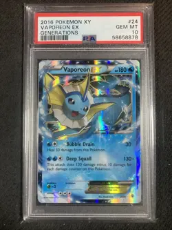 PSA 10 Gem Mint Pokemon 2016 XY Generations Vaporeon EX 24/83 - Image 1