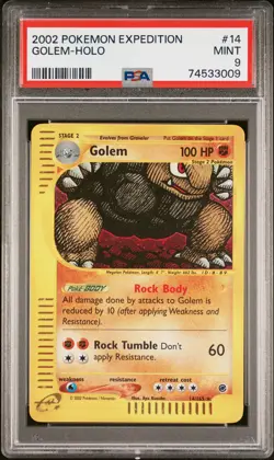2002 POKEMON EXPEDITION #14 GOLEM-HOLO PSA 9 - Image 1