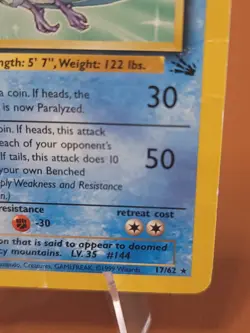 Articuno - 17/62 - Pokemon Fossil Unlimited DMG CREASED - Image 4