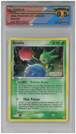 2006 Pokemon EX Legend Maker ROSELIA #42/92 Reverse Holo 💎 DSG 9.5 Mint+ - Image 1