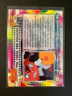 Topps Pokemon The Chase For Pikachu #28 Mewtwo Strikes Back Blue Logo Foil LP/MP - Image 2