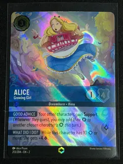 2023 Disney Lorcana Floodborn Enchanted Alice Growing Girl #213 FOIL SP RARE - Image 1