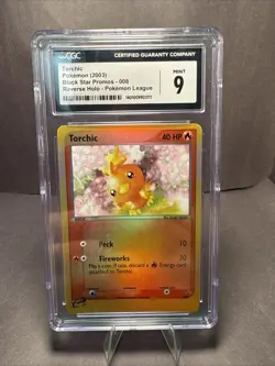 CGC 9 MINT Torchic 008 REVERSE HOLO Black Star League PROMO Pokemon Card - Image 1