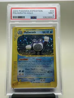 Pokemon Expedition #24 Poliwrath Holo PSA 9 MINT with nice SWIRL - Image 1