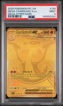 PSA 9 Mega Charizard X EX 130/094 Hyper Rare Pokemon Pfl En-phantasmal Flames - Image 1