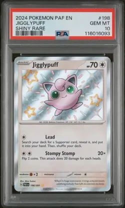2024 Pokemon Scarlet & Violet Paldean Fates Jigglypuff #198/091 PSA 10 - Image 1
