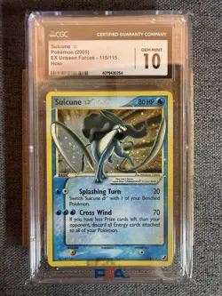 2005 Pokemon Suicune Gold Star EX Unseen Forces Holo Ultra Rare #115 CGC 10 GM - Image 2