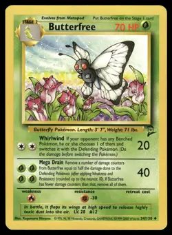 Butterfree 34/130 Uncommon Base Set 2 Pokemon Lightly Played - Image 1