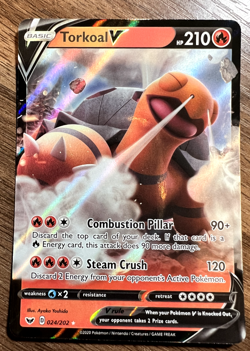 Pokemon TCG Sword & Shield Base Set Torkoal V 024/202 Ultra Rare - Image 1