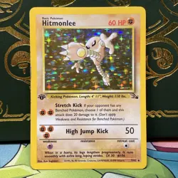 Pokemon 1999 Hitmonlee 1st Edition Fossil Holo Rare #7/62 LP - Image 1