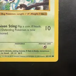 Pokemon Vintage Grey Stamp 1st Edition Weedle 69/102 Base Set WOTC 1999 - Image 4