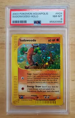Pokemon PSA 8 NM-MINT 2003 Sudowoodo H24 Aquapolis Holo Card Swirl - Image 1