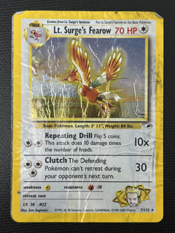 Lt. Surge's Fearow 7/132 Gym Heroes Holo Rare Pokemon Card HP - Image 1