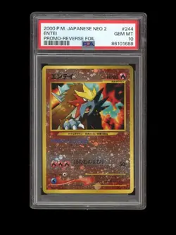 Pokemon PSA 10 GEM MINT 2000 Entei Japanese Promo Neo File Holo Card - Image 1