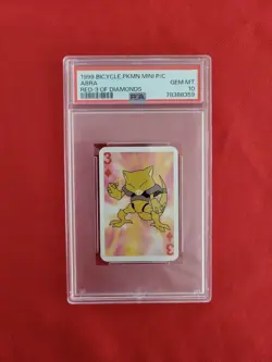 1999 Bicycle Pokemon Mini Playing Cards Abra Red Deck 3 of Diamonds PSA 10 POP 1 - Image 1