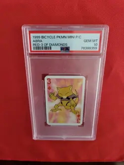 1999 Bicycle Pokemon Mini Playing Cards Abra Red Deck 3 of Diamonds PSA 10 POP 1 - Image 5
