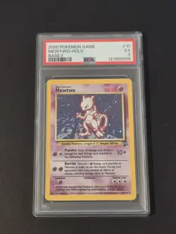 Pokemon 2000 Base Set 2 Mewtwo Holo Rare Card #10/130 PSA 5 - Image 1
