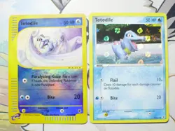 Ultra Rare Pokemon Totodile Reverse Holo Cards 135/165 Expedition + 79/101 - Image 1