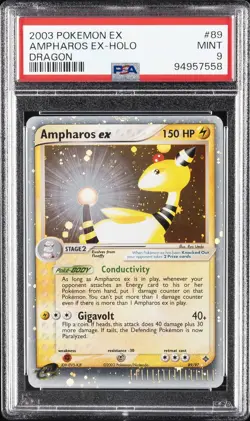 2003 POKEMON EX DRAGON #89 AMPHAROS EX-HOLO PSA 9 - Image 1