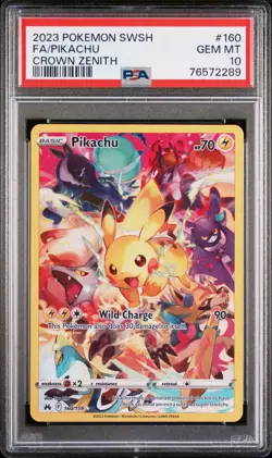2023 POKEMON SWORD & SHIELD CROWN ZENITH #160 FULL ART/PIKACHU PSA 10 - Image 1