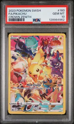 2023 POKEMON SWORD & SHIELD CROWN ZENITH #160 FULL ART/PIKACHU PSA 10 - Image 1