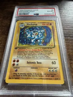 1999 Pokemon Base Set Machamp Holo Rare 1st Edition PSA 6 EX-MT - Image 3
