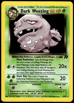 Dark Weezing 14/82 Holo Rare Team Rocket Pokemon Unlimited Holo MP - Image 1