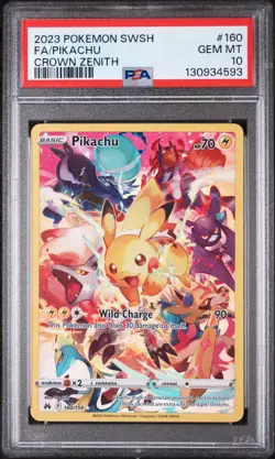 2023 POKEMON SWORD & SHIELD CROWN ZENITH #160 FULL ART/PIKACHU PSA 10 - Image 1