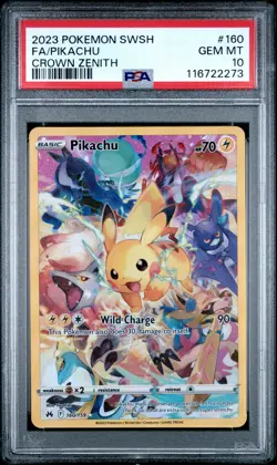 2023 POKEMON SWORD & SHIELD CROWN ZENITH #160 FULL ART/PIKACHU PSA 10 - Image 1