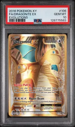 2016 POKEMON XY EVOLUTIONS #106 FULL ART/DRAGONITE EX PSA 10 - Image 1
