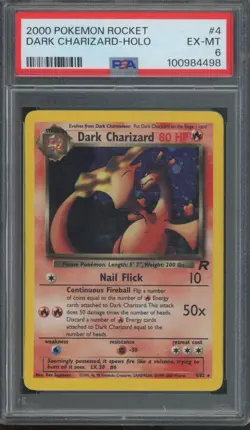2000 Pokemon Rocket Holo #4 Dark Charizard PSA 6 - Image 1