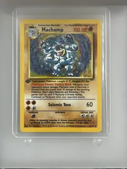 Pokemon Machamp 8/102 Base Set 1st Edition Holo Rare 1999 English MP - Image 1