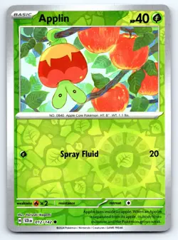 Pokemon Applin SV07: Stellar Crown SCR Common Reverse Holofoil 012/142 NM - Image 1