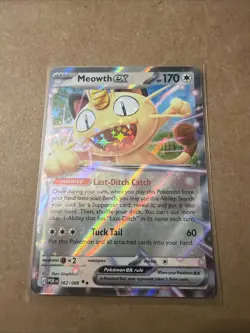 Pokemon Meowth EX 062/088 POR Rare Full Art Holo Basic HP170 Cat - Image 1