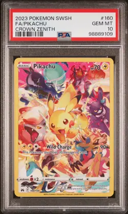 2023 POKEMON SWORD & SHIELD CROWN ZENITH #160 FULL ART/PIKACHU PSA 10 - Image 1