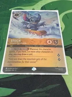 Disney Lorcana Stitch Carefree Snowboarder Epic 207/204 Winterspell Foil - Image 1