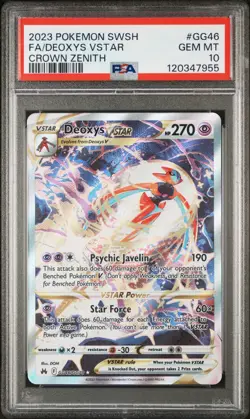2023 POKEMON SWORD & SHIELD CROWN ZENITH #GG46 FULL ART/DEOXYS VSTAR PSA 10 - Image 1