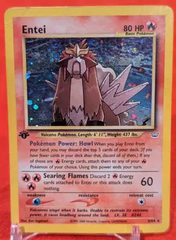 1st Edition Entei - 6/64 - Pokemon Neo Revelation Holo (Creased) - Image 1