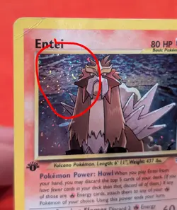 1st Edition Entei - 6/64 - Pokemon Neo Revelation Holo (Creased) - Image 3