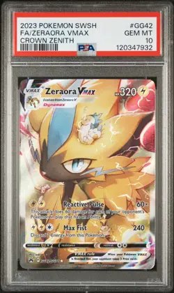 2023 POKEMON SWORD & SHIELD CROWN ZENITH #GG42 FULL ART/ZERAORA VMAX PSA 10 - Image 1