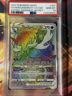 2022 POKEMON SWSH ASTRAL RADIANCE #197 FULL ART/HISUIAN SAMUROTT VSTAR PSA 10 - Image 1