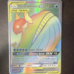 Pokemon Magikarp & Wailord GX Secret Rare TAG TEAM SM Team Up 183/181 Holo - Image 1
