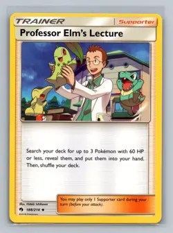 Professor Elm's Lecture 188/214 Uncommon Lost Thunder Pokemon Near Mint - Image 1