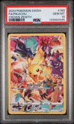 2023 POKEMON SWORD & SHIELD CROWN ZENITH #160 FULL ART/PIKACHU PSA 10 - Image 1