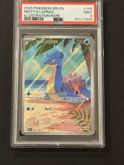 2025 POKEMON DRI EN-DESTINED RIVALS ILLUSTRATION RARE #194 MISTY'S LAPRAS PSA 9 - Image 1