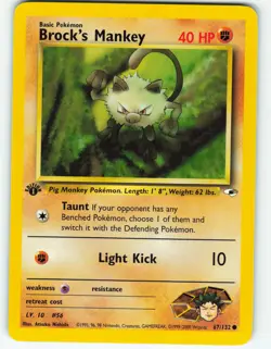 Brock's Mankey - 1st Edition - 67/132 Gym Heroes- WOTC - Pokemon TCG - 2000 - Image 1