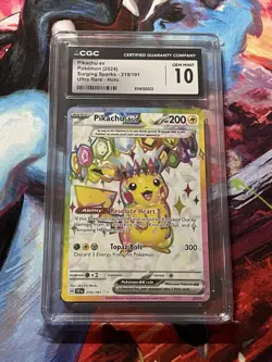 Pikachu ex Pokemon (2024) Surging Sparks - 219/191 Ultra Rare - Holo Cgc 10 - Image 1