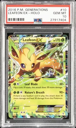 2016 POKEMON XY GENERATIONS #10 LEAFEON EX PSA 10 - Image 1