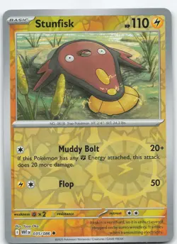 Stunfisk 035/086 Uncommon Reverse Holo SV: White Flare NM Pokemon - Image 1