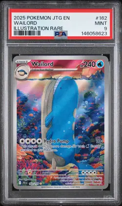 2025 POKEMON JTG EN-JOURNEY TOGETHER ILLUSTRATION RARE #162 WAILORD PSA 9 - Image 1